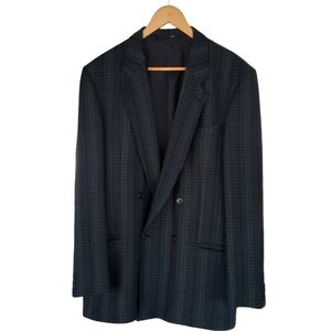 Canda Vintage Men's Double Breasted Wool Sport Coat Multicolour Plaid Size 44